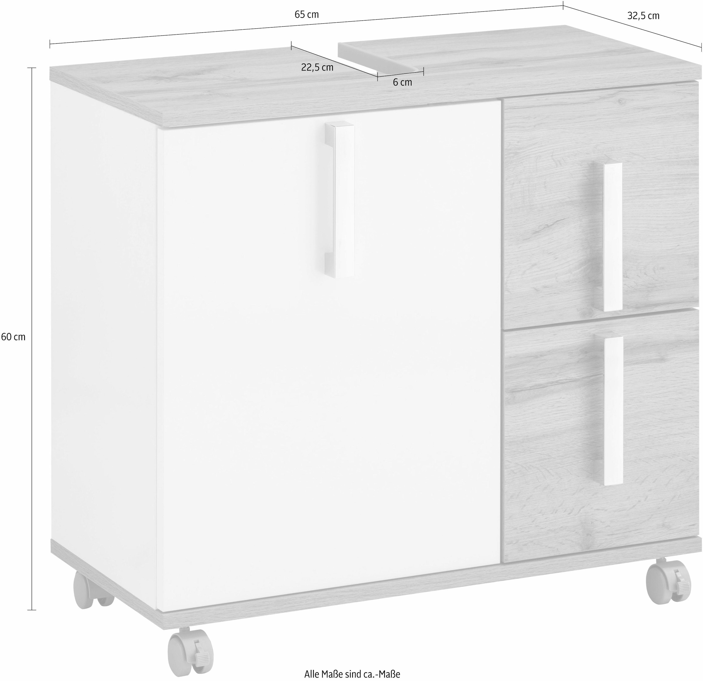 Schildmeyer Waschbeckenunterschrank »Kampen made in Germany« Höhe 60 cm, mit Metallgriffen, Tür mit Soft-Close, 2 Schubladen