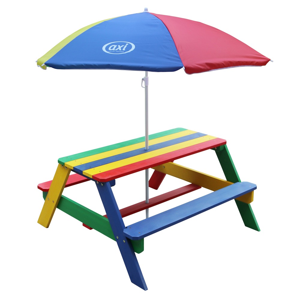 Axi nick table pique nique avec parasol multicouleur