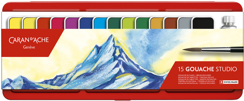 Caran d'Ache Malkasten Gouache Studio, assortiert, 15 Stück