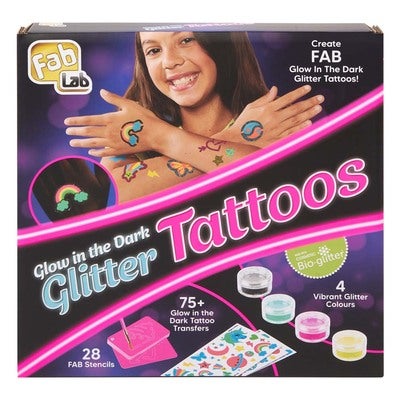 FAB LAB Glow In The Dark Glitter Tatoveringssett