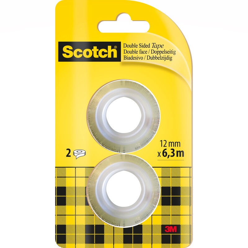 Scotch doppelseitiges Klebeband, 2 Stück, 12 mm x 6.3 m