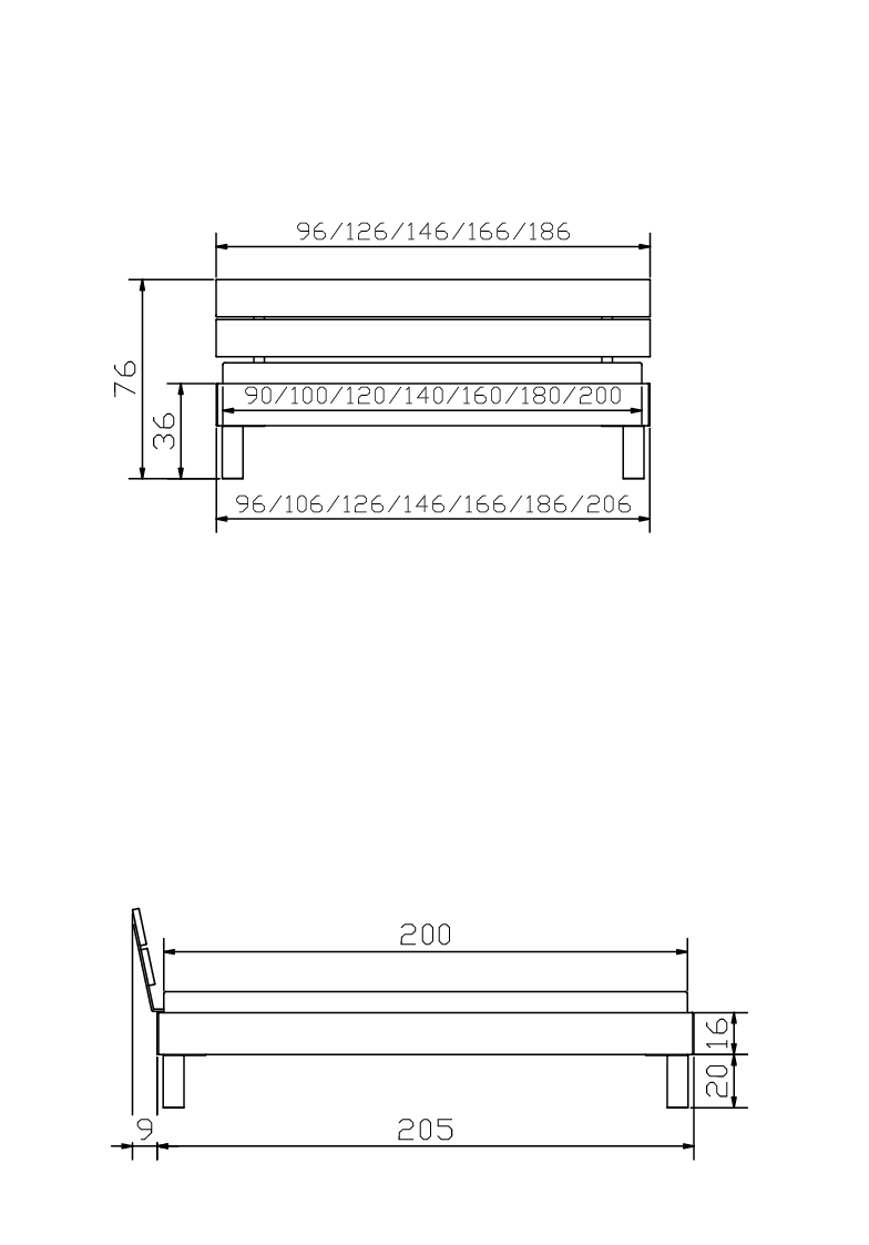 Holzbett HASENA PRATO 90x200cm