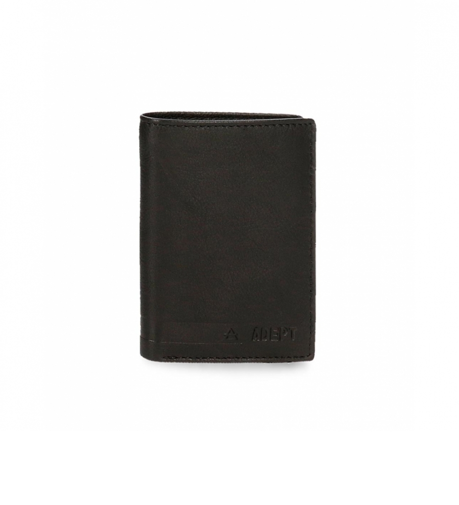 Carteira vertical Joumma Bags Adept Alan com porta-moedas, preta - 8,5 x 11,5 x 1 cm -