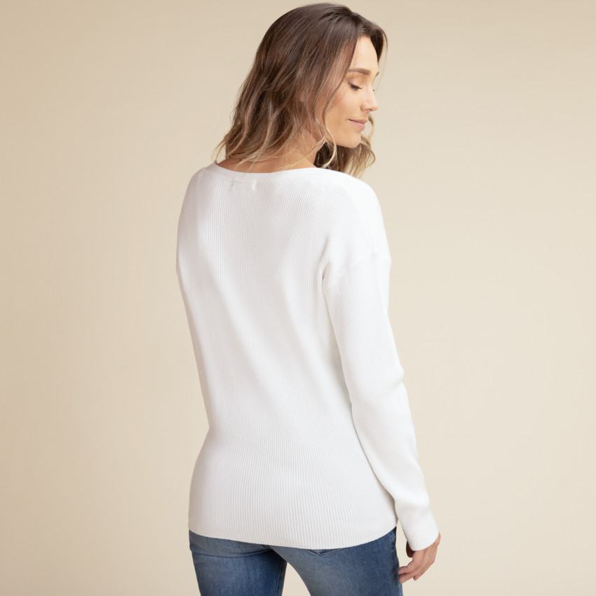 Gilet adulte en tricot côtelé avec épaules tombantes