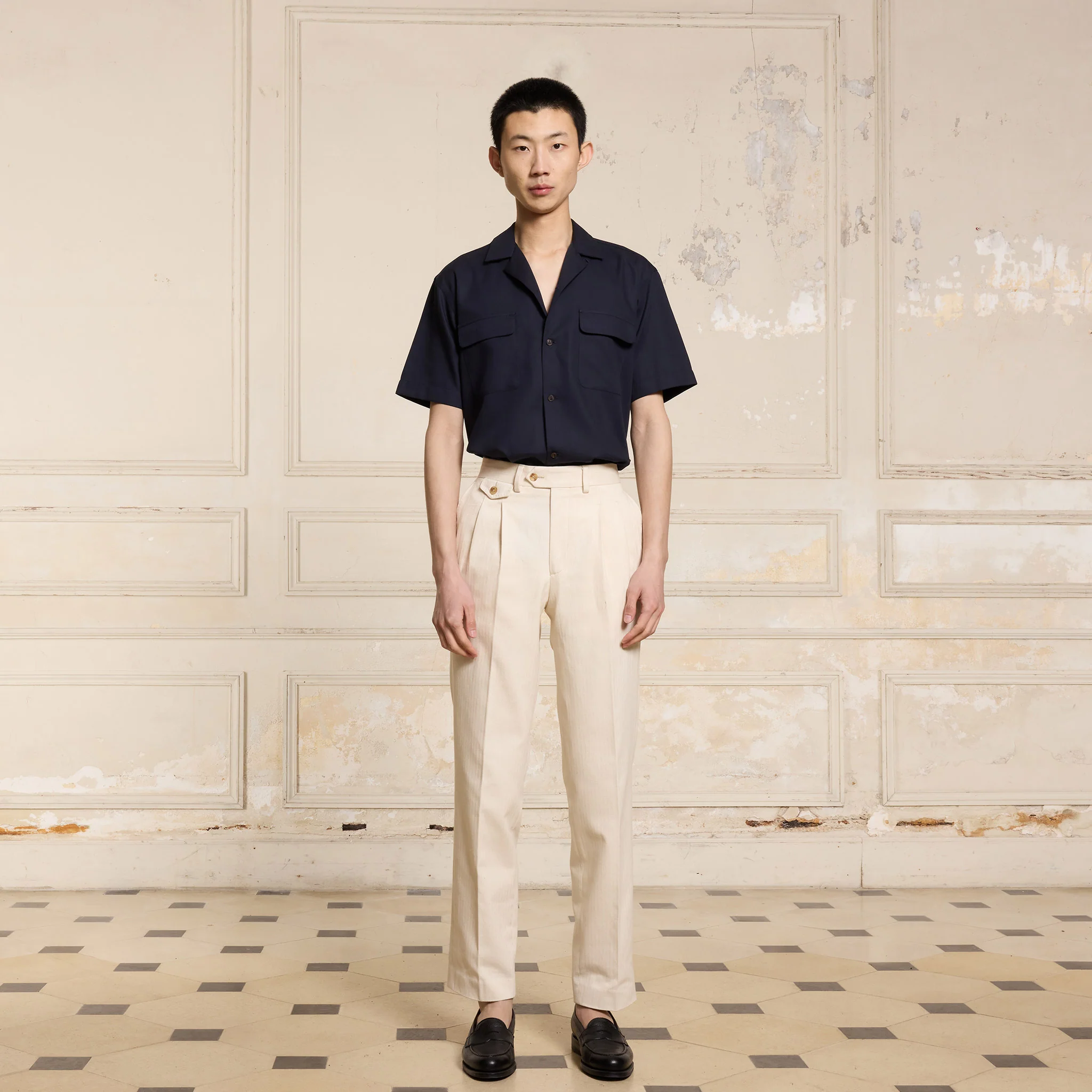 Short-sleeved shirt in navy Giro Inglese