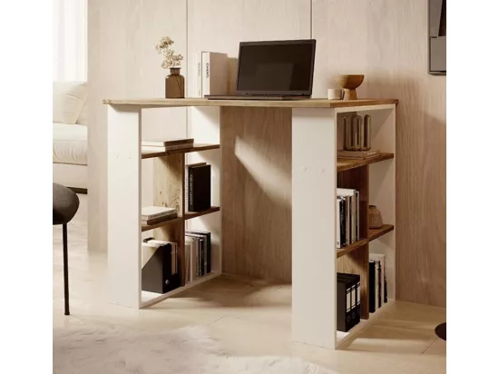 Bureau pour Chambre Bureau en Blanc et Pin Atlantique avec 90x60x74cm Urban