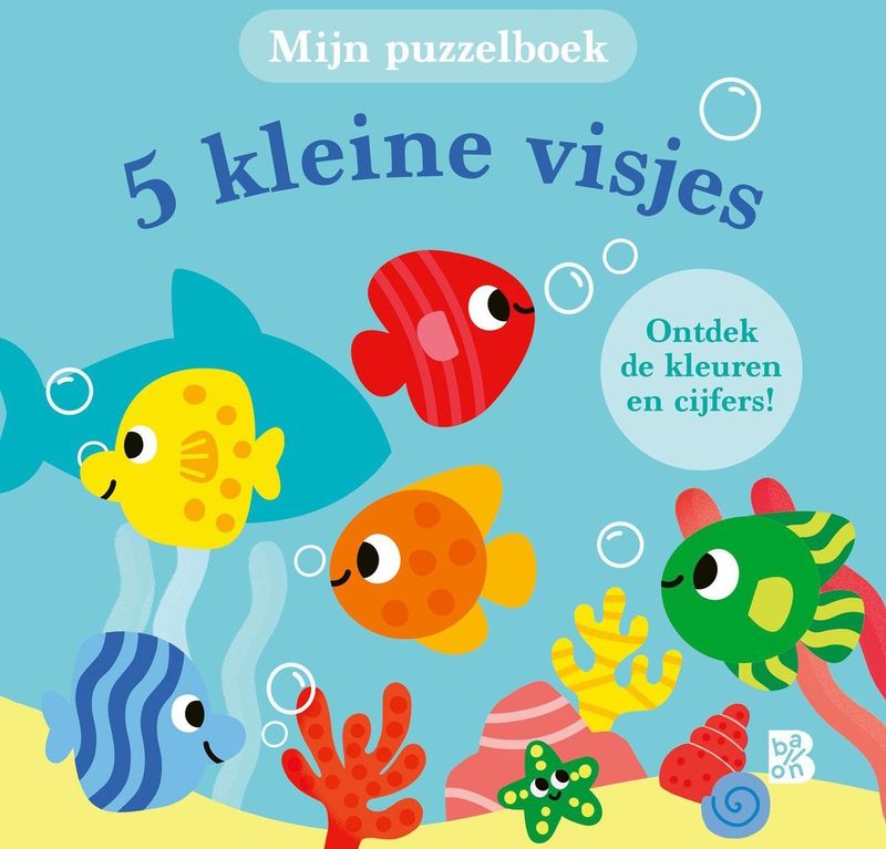 Kartonboek - 5 Kleine Visjes - Puzzelstukken aan Koord