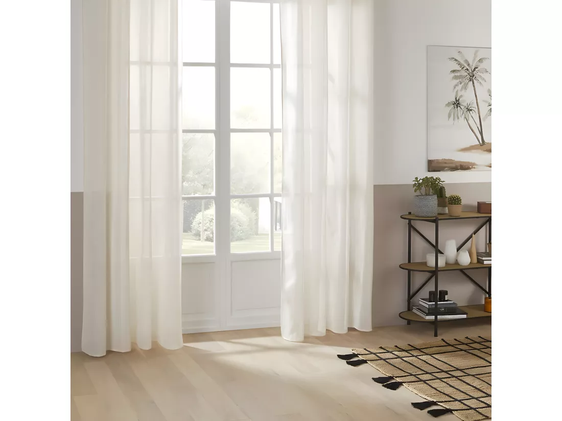 Voilage à œillets Beige aspect Lin 140 x 240 cm