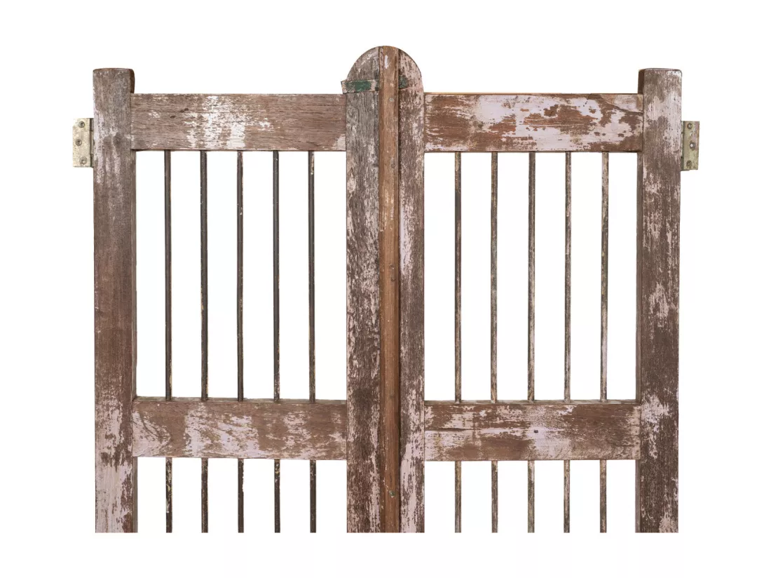 BISCOTTINI Portail - Bois Massif et Fer Finition Antique - Clôture en Fer - Portail en Métal - Porte Décorative - Portail d'Entrée - Clôture en Bois - Intérieur et Extérieur - 91x6x113cm