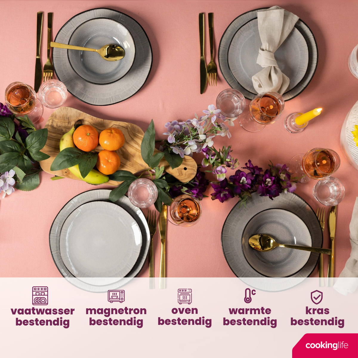 Cookinglife Serviesset Nola Warm Grey 18-delig | 6 personen