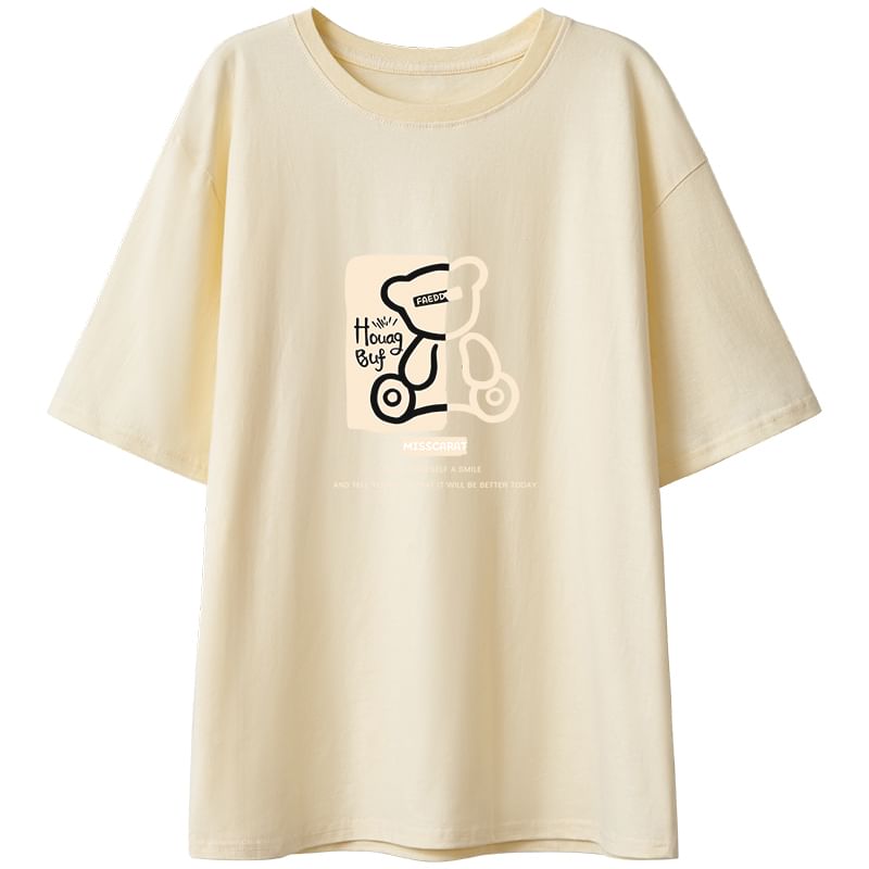 Magimomo - T-shirt met korte mouwen en ronde hals en berenprint