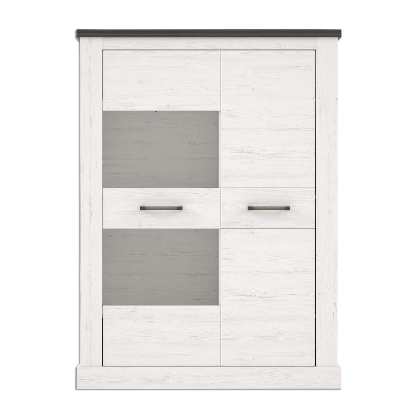 Highboardvitrine - Pinie weiß-Touchwood - 111 cm breit
