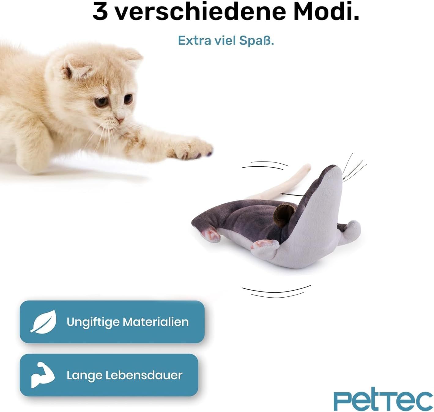 PetTec interaktives Plüschtier für Katzen - Ratte