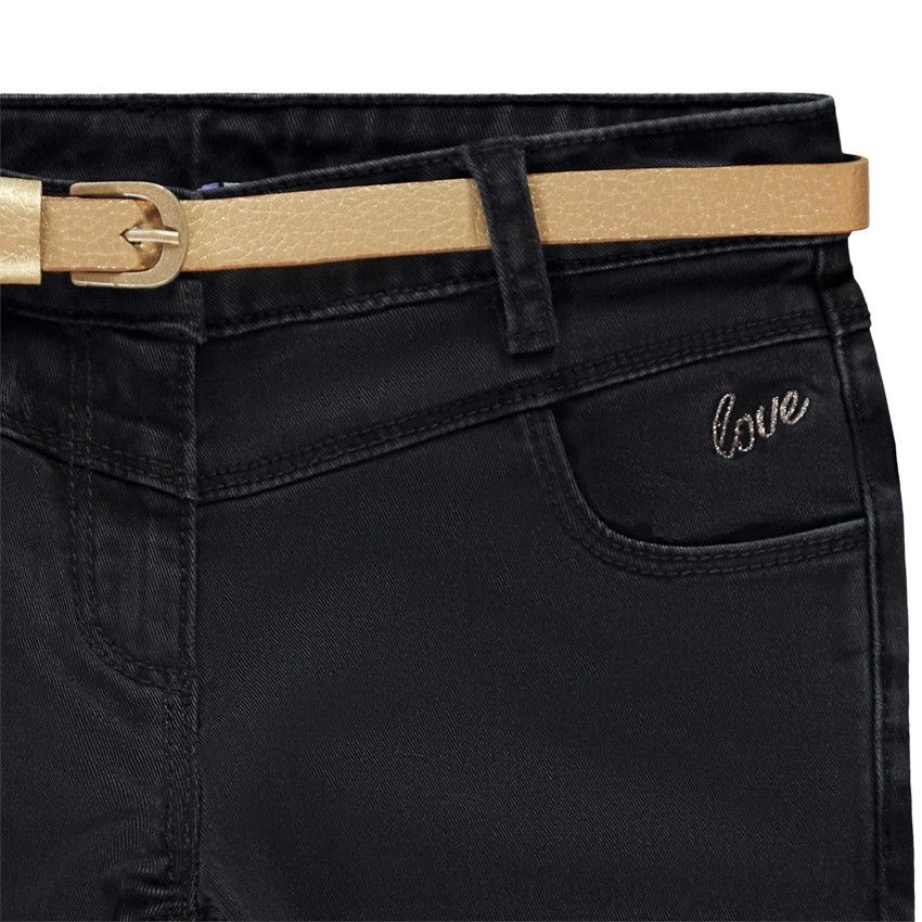Pantalon slim avec ceinture amovible pour fille - Noir