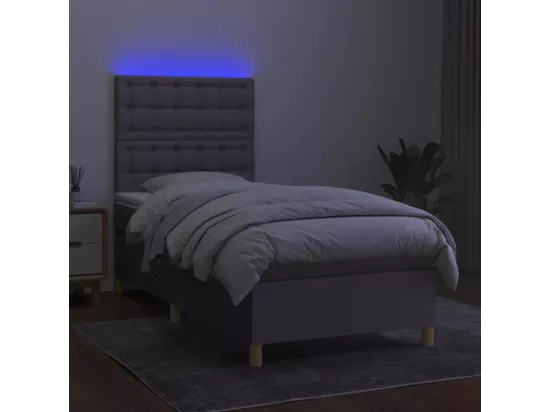 Sommier tapissier avec matelas et LED Gris clair 90x190cm Tissu