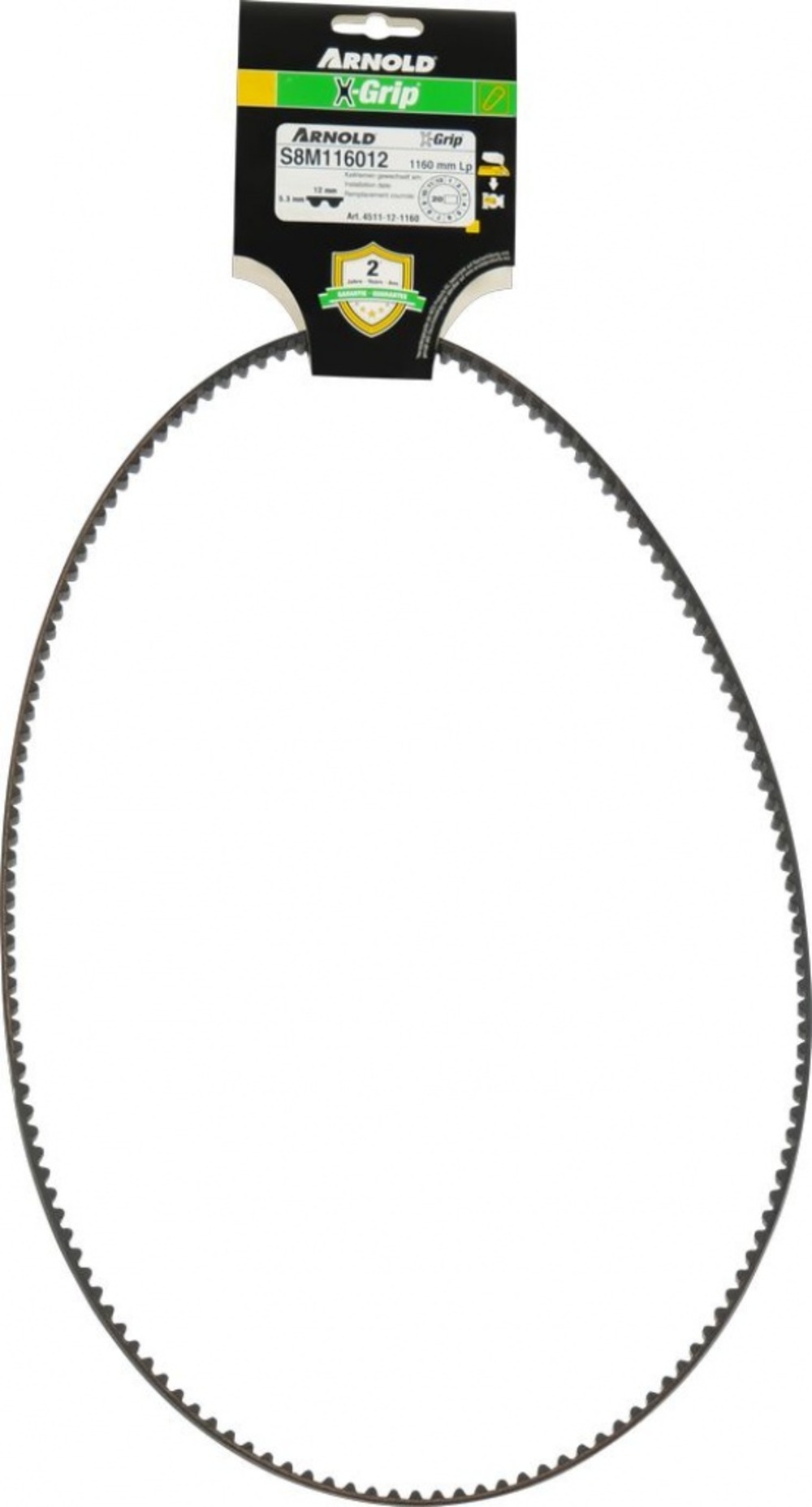 Courroie dentée trapézoïdale x-grip de type 120s8m1160