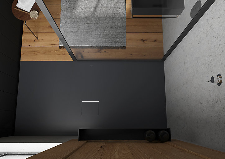 Receveur de douche à poser 80 x 160 cm anthracite, Villeroy & Boch Squaro Infinity