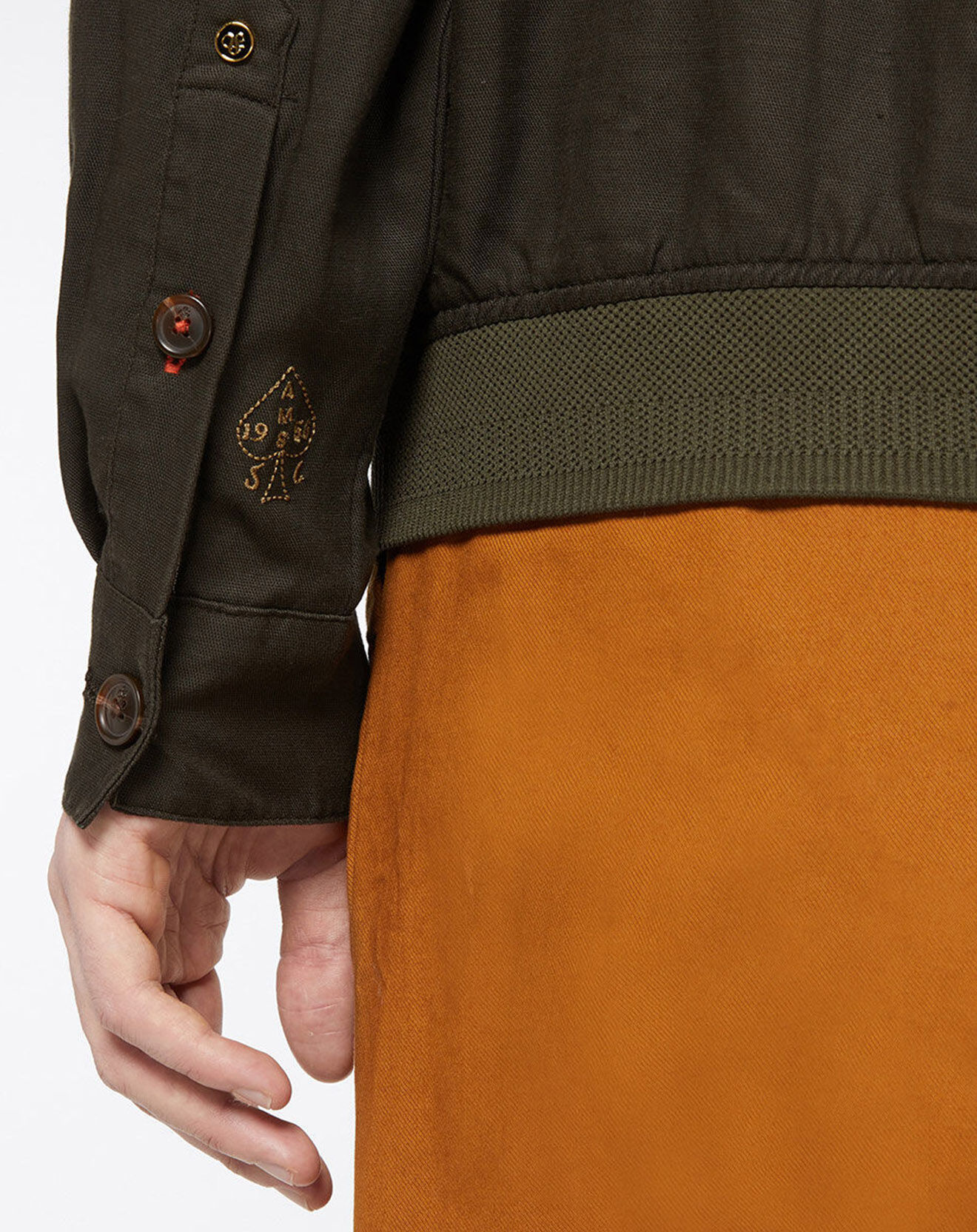 Scotch & Soda Blouson en Lin mélangé court kaki foncé