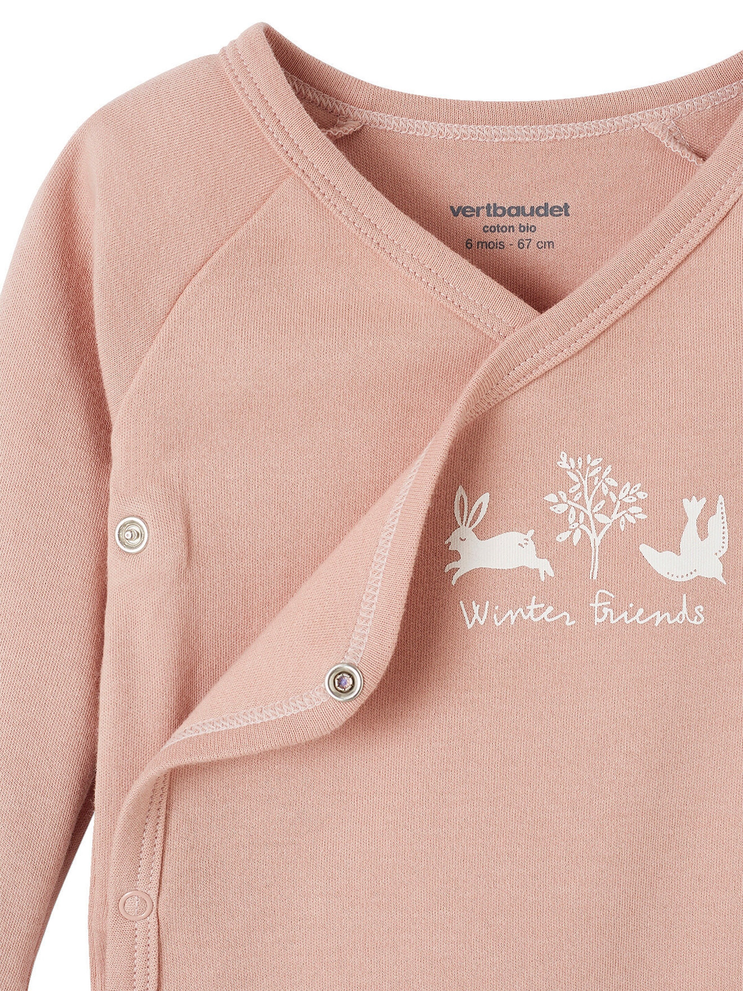 Vertbaudet 3er-Pack Baby Wickelbodys, Bio-Baumwolle pudrig rosa