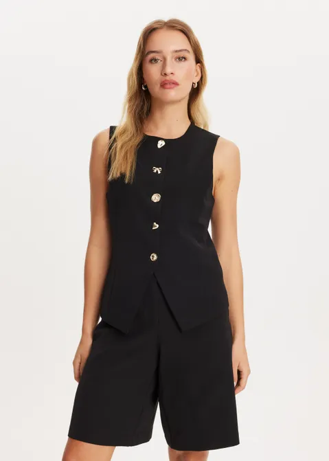 Gilet met ronde hals zwart (ZWART)