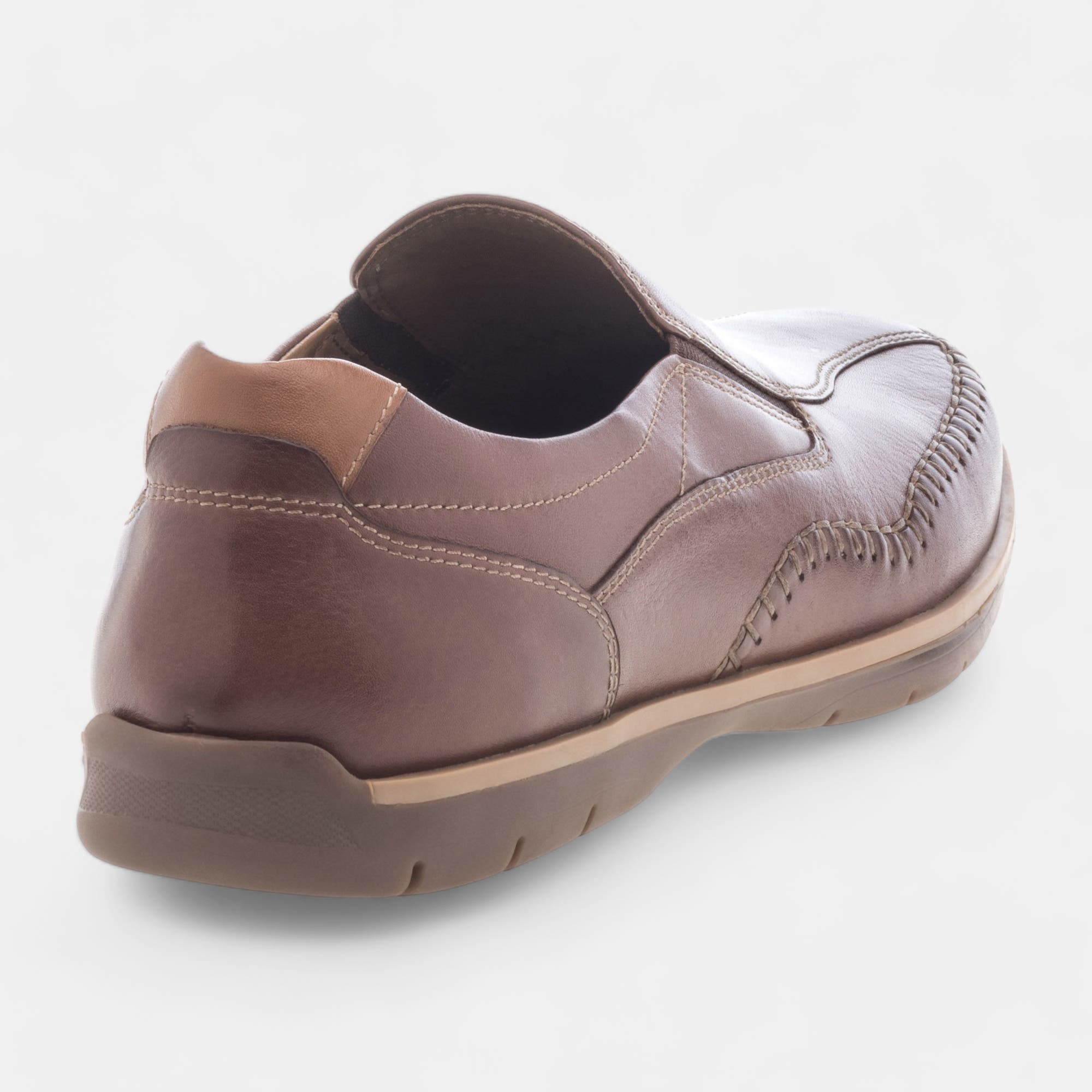 Mocassins pieds sensibles Homme en cuir cognac