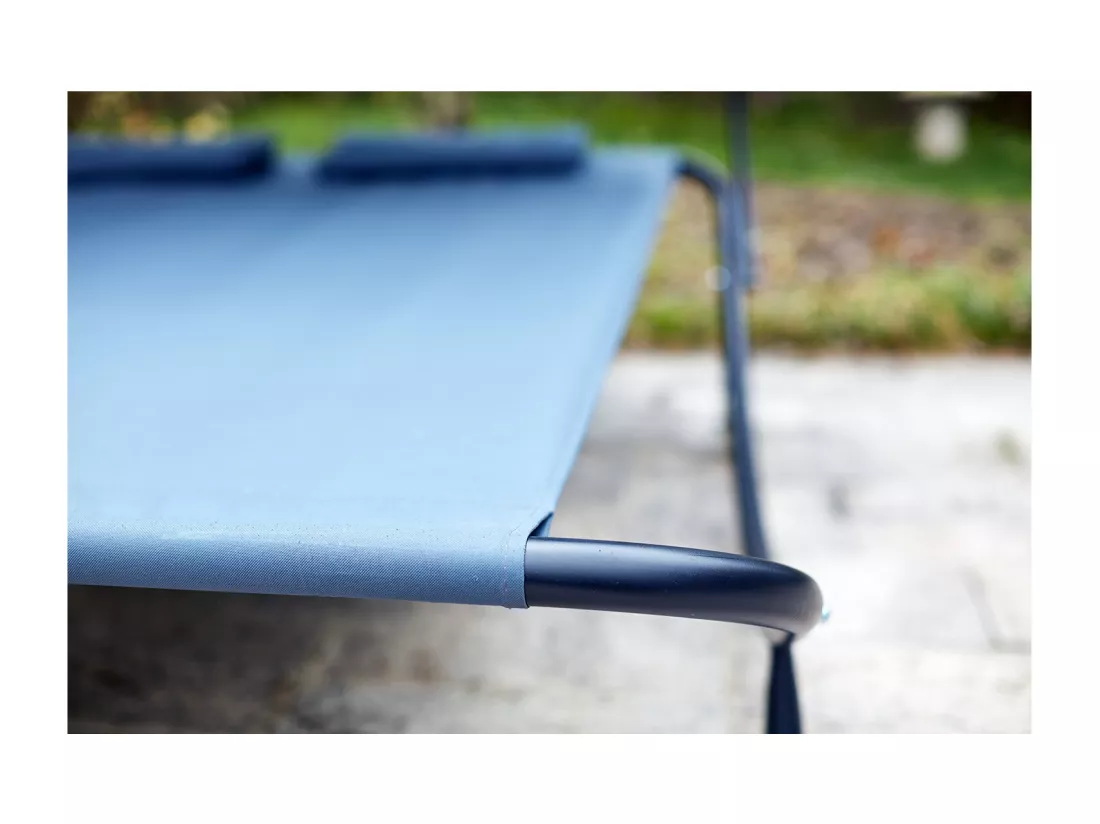 Transat de jardin 2 personnes avec pare-soleil gris ALOHA