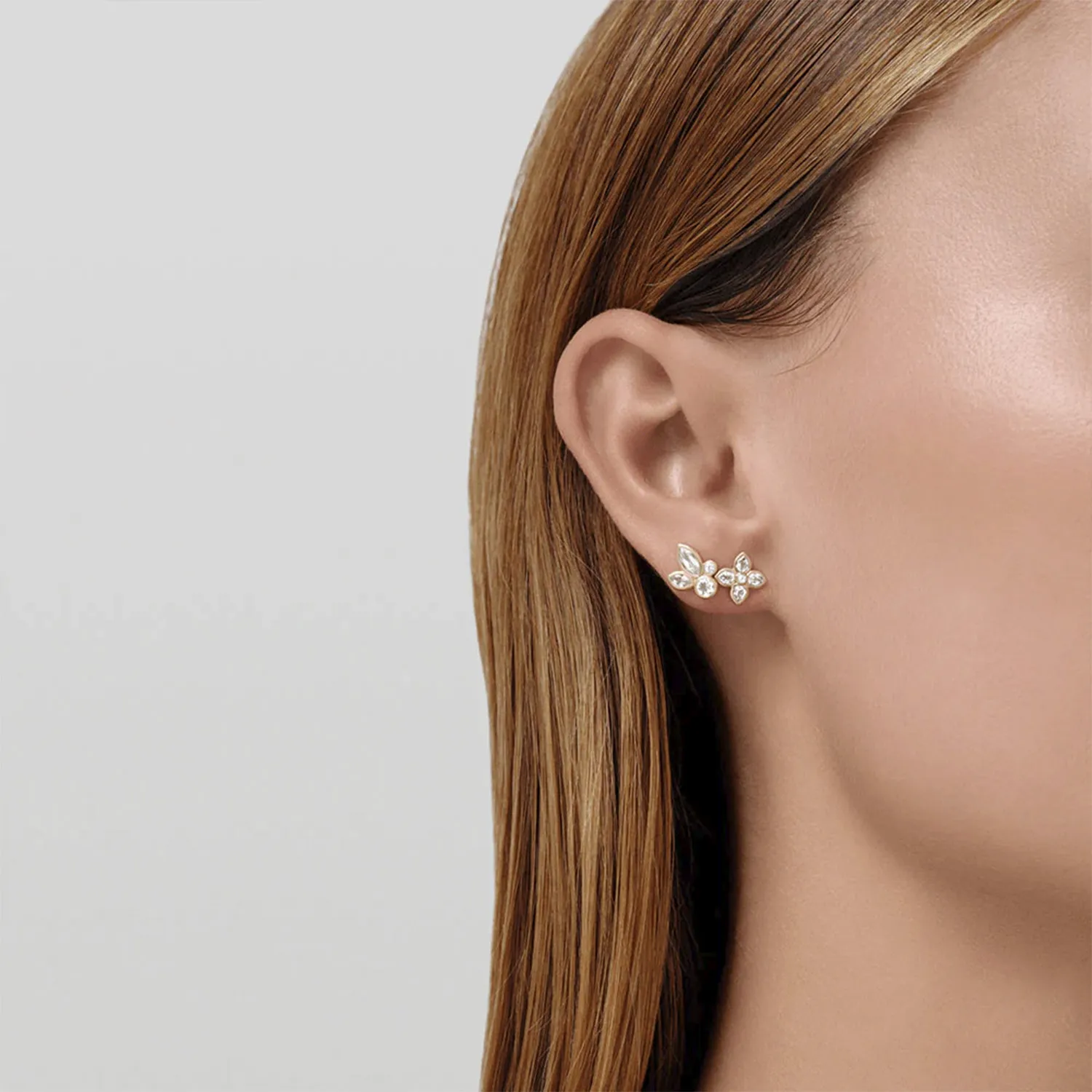 Julie Sandlau Poesy Earstud White Topaz Øreringe 14 kt. Guld YG14-ST370