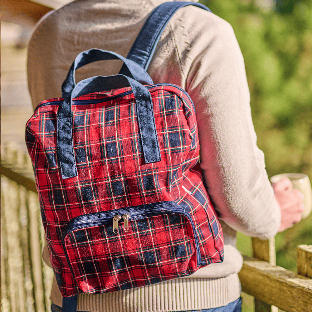 Sac À Dos Pliable Gaby Tartan Rouge