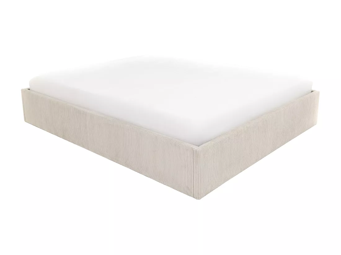 Sommier coffre 140 x 190 cm en velours côtelé - Crème - PONTOS II de YSMÉE