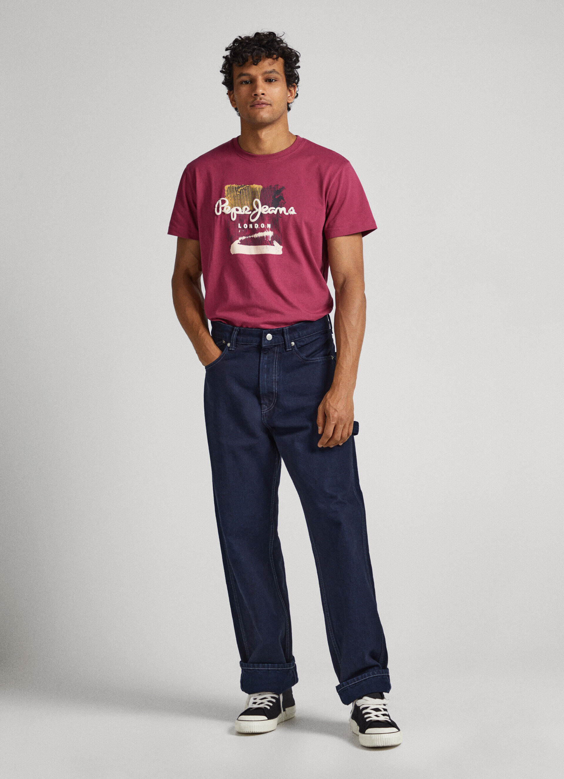 Camiseta com estampa puff - vermelho framboesa esmagado