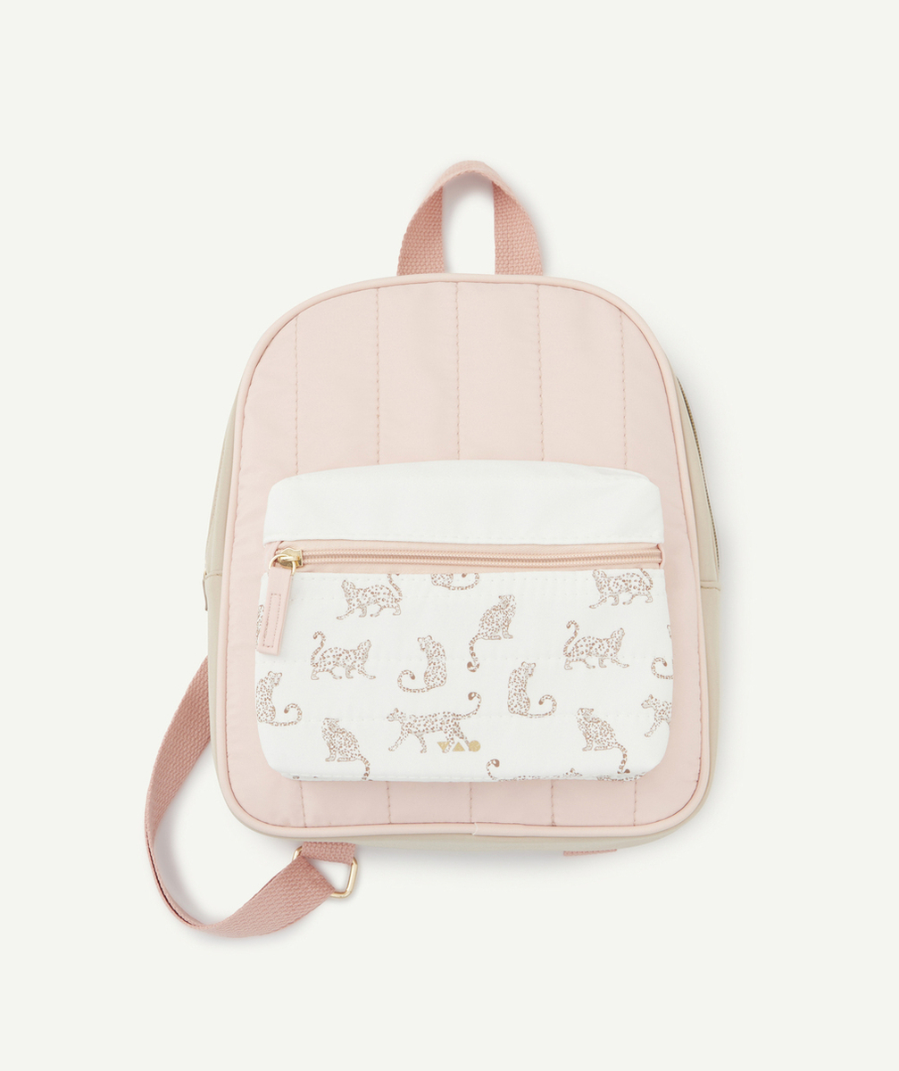 SAC À DOS MATELASSÉ BÉBÉ FILLE ROSE AVEC IMPRIMÉ LÉOPARDS