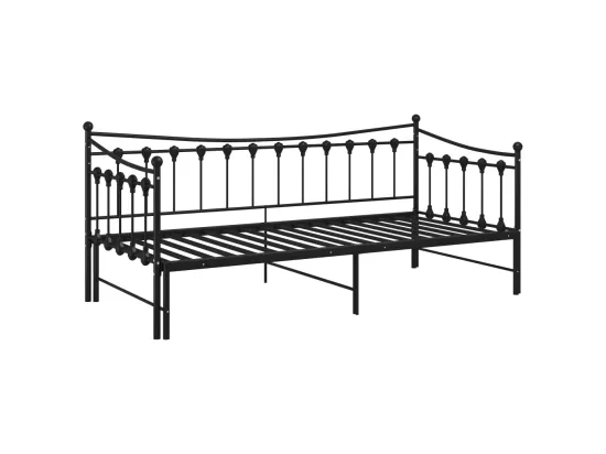 Cadre de canapé-lit extensible Noir Métal 90x200 cm