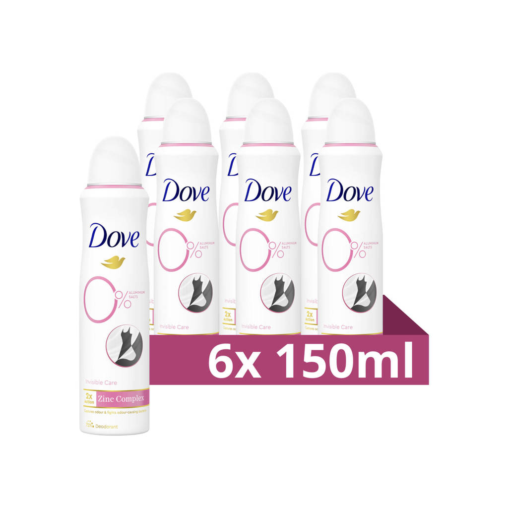 0% Aluminiumzouten Invisible Care deodorant spray - 6 x 150 ml