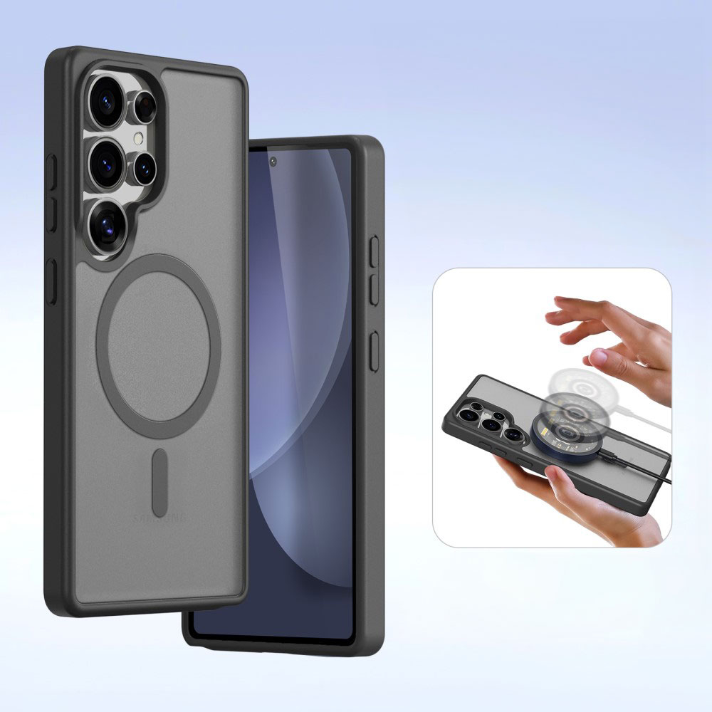 Samsung Galaxy S25 Ultra Leder Tasche mit Kartenfächer   Münzfach   Magnetische Schutzhülle - Schwarz