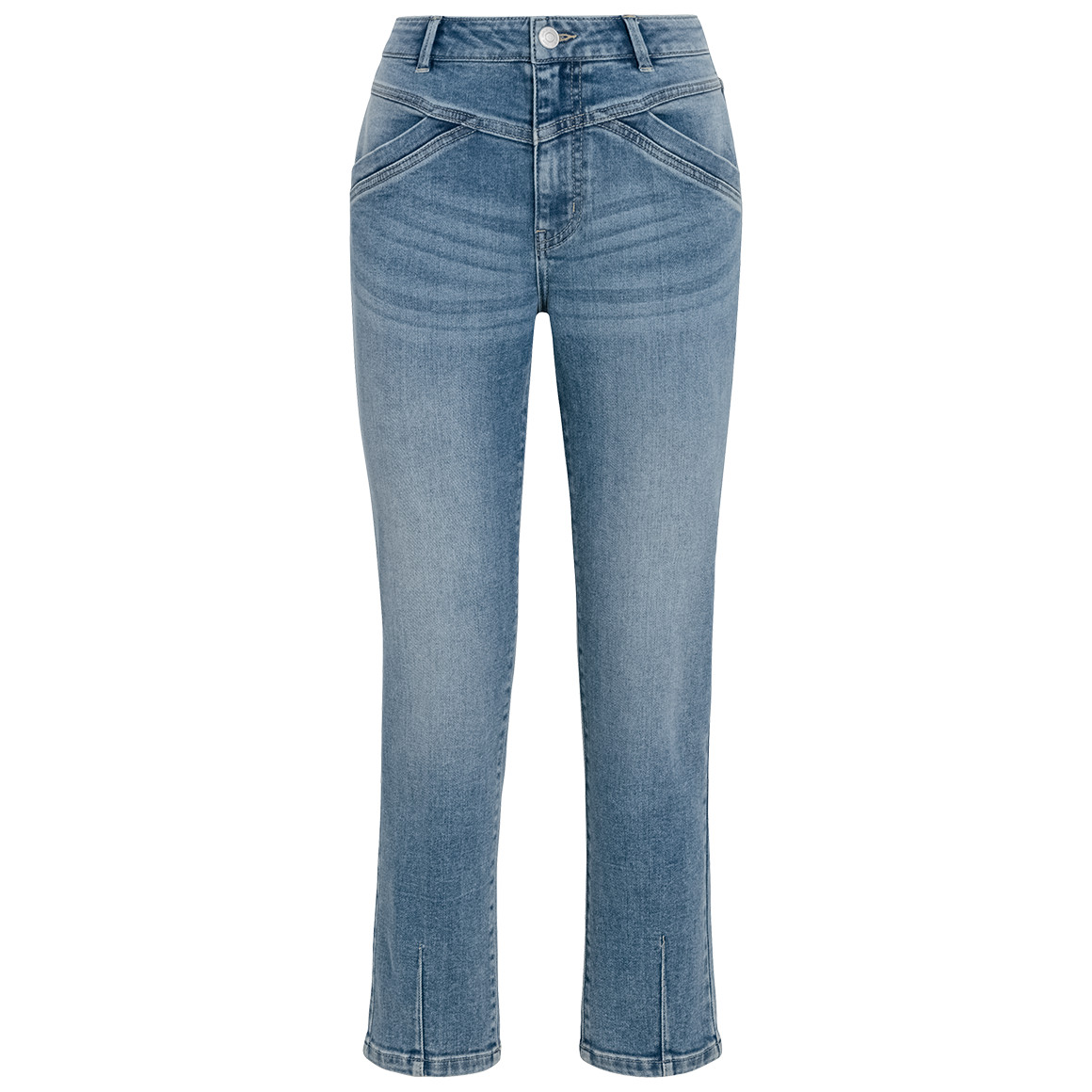 Gina Damen Straight-Jeans mit Used-Waschung hellblau