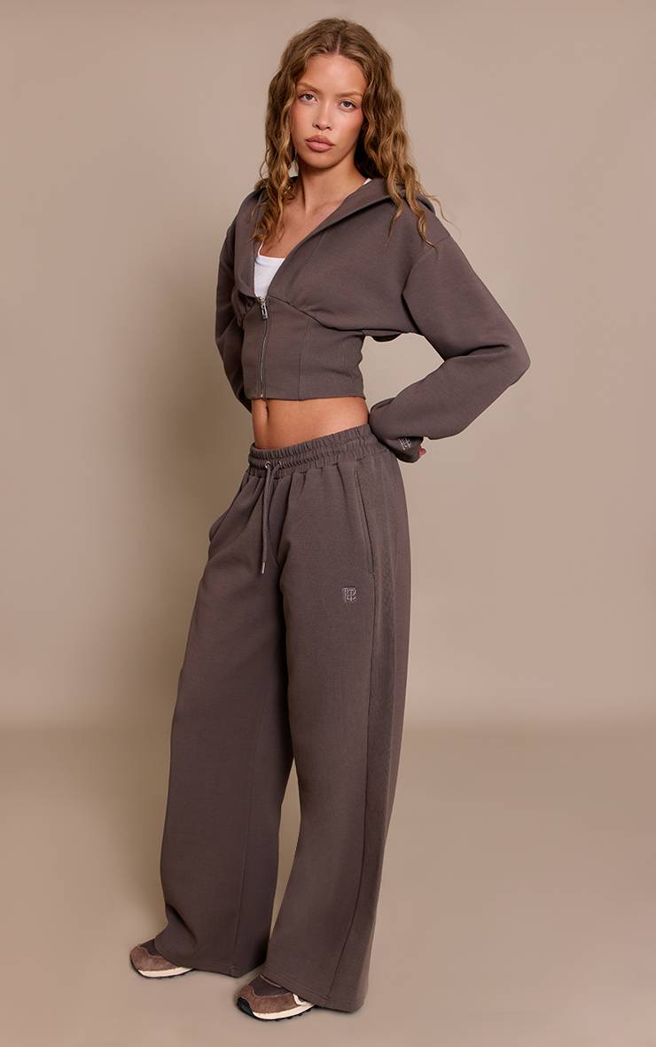 Charbon Sweat À Casynthétiqueche Zippé Avec Taille Cintrée En Interlock Brodé