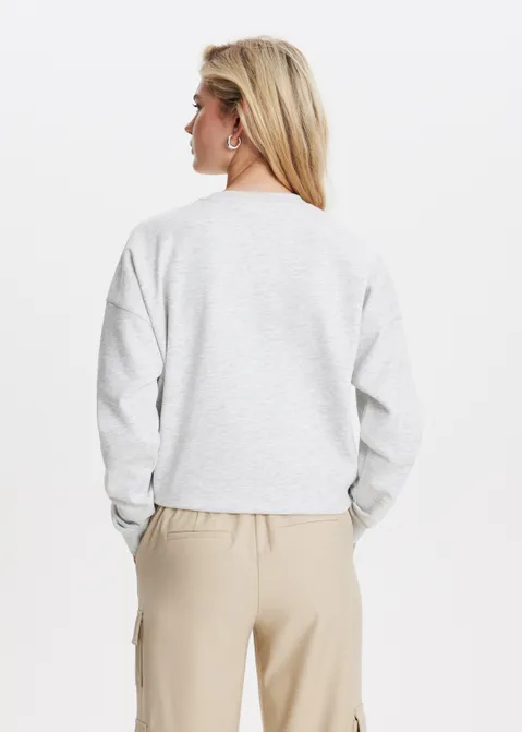 Sweater met tekst applicatie grijs (GRS.LME)