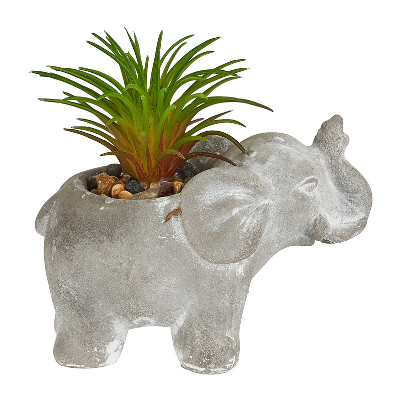 Kunstplantje in olifantje - diverse varianten - 5.5x9x7 cm