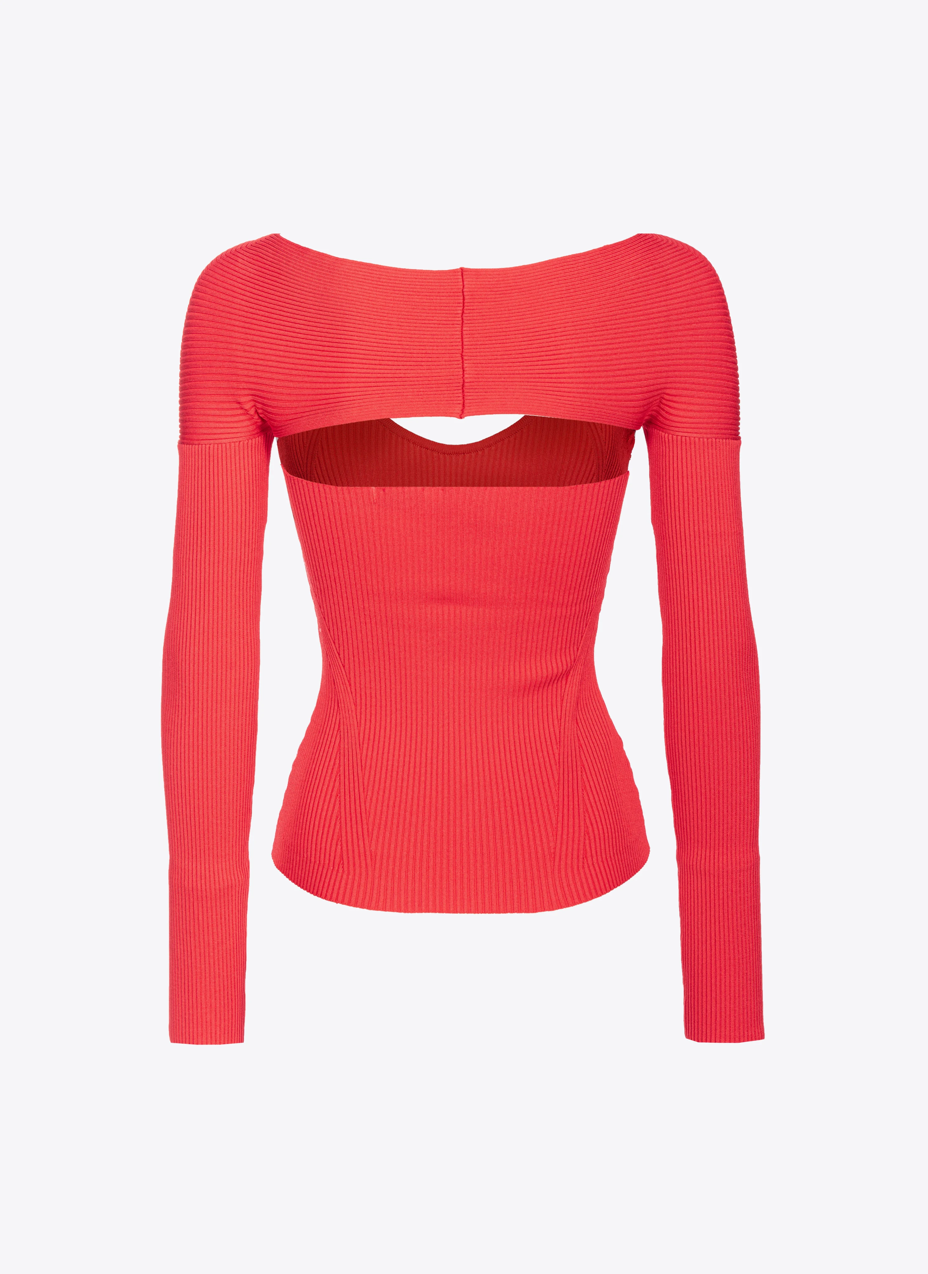 Pull côtelé à découpes | Rouge