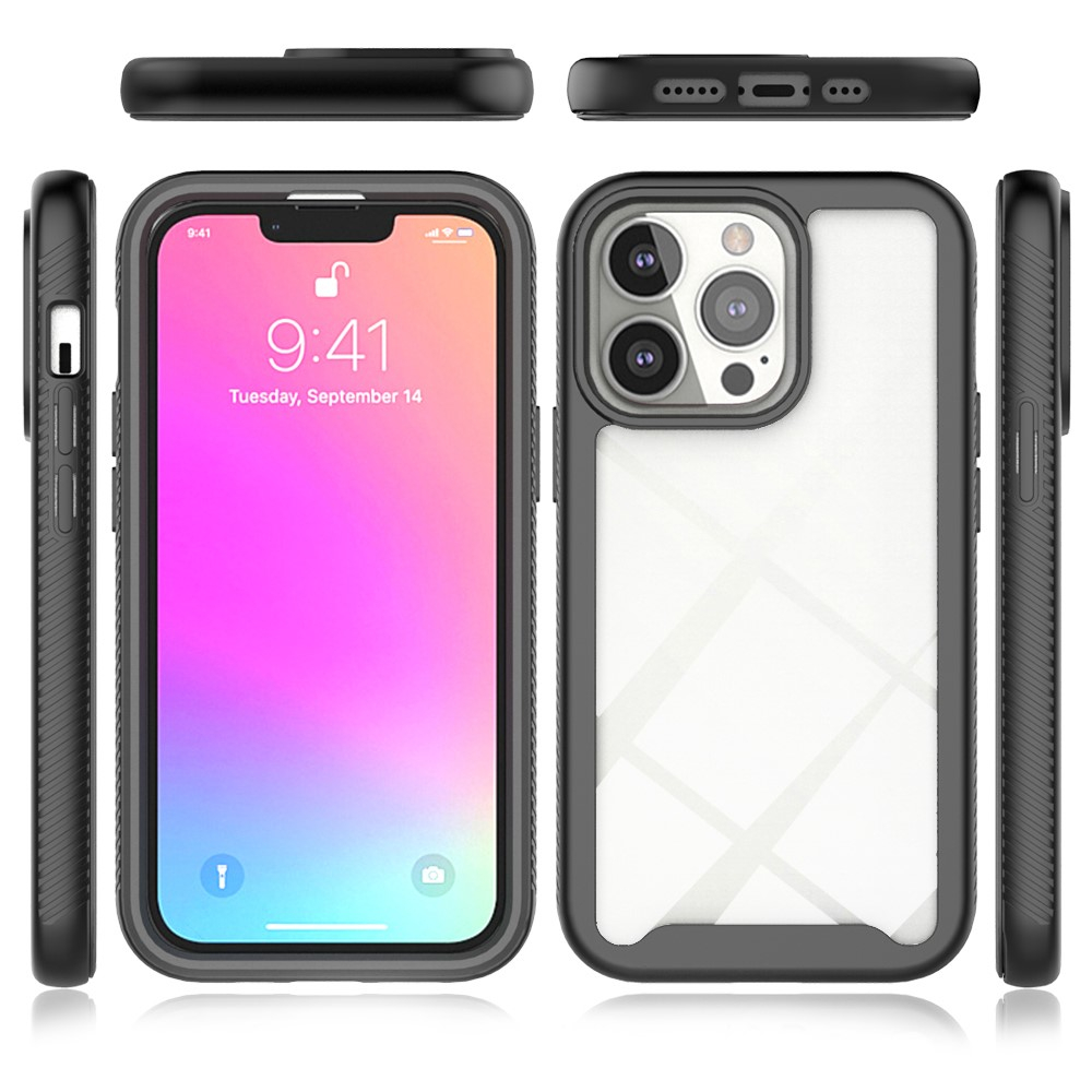 iPhone 13 Pro Hybrid 2in1 Hülle Shock Proof   Acryl Rückseite - Schwarz