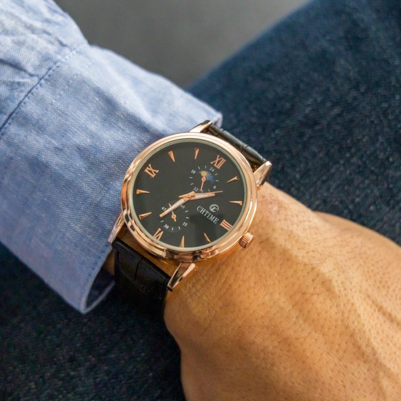 Montre Homme CHTIME bracelet Cuir Noir