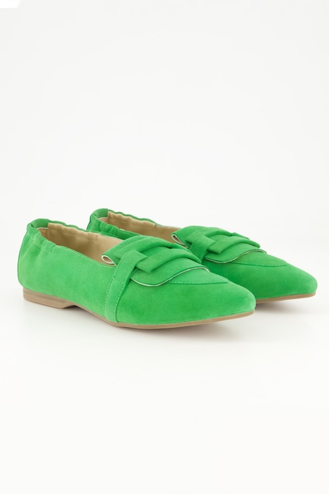 Leder-Ballerinas, Veloursleder, elastische Ferse, Weite H