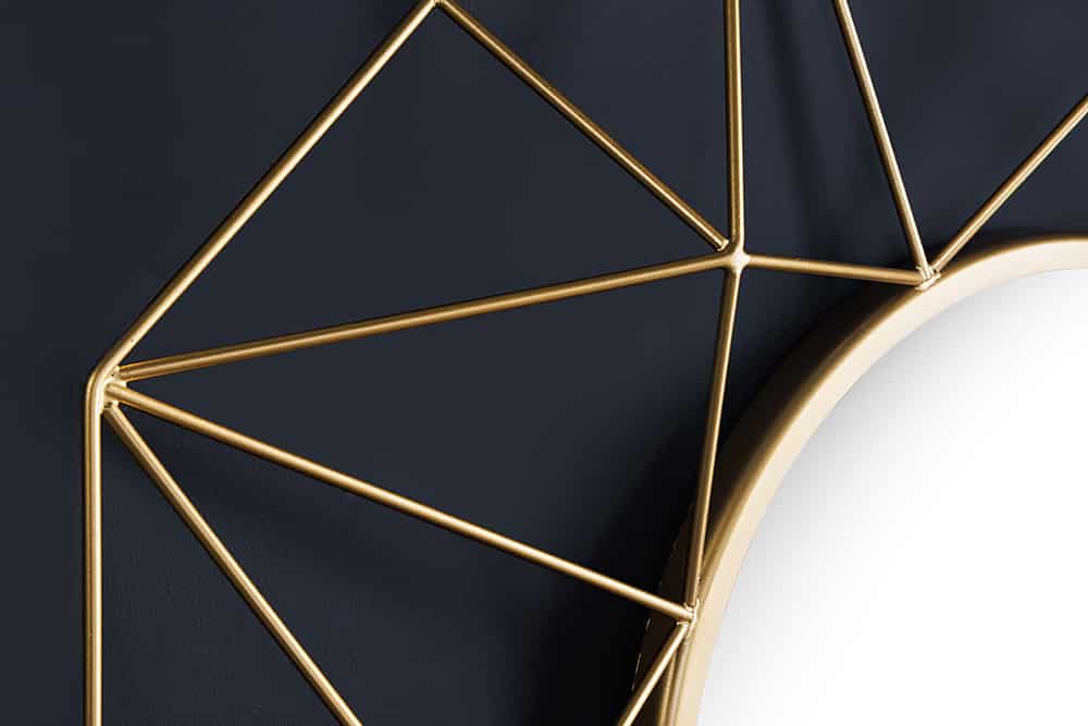 Handgearbeiteter Spiegel DIAMOND L 80cm gold aus Eisen im Retro Design