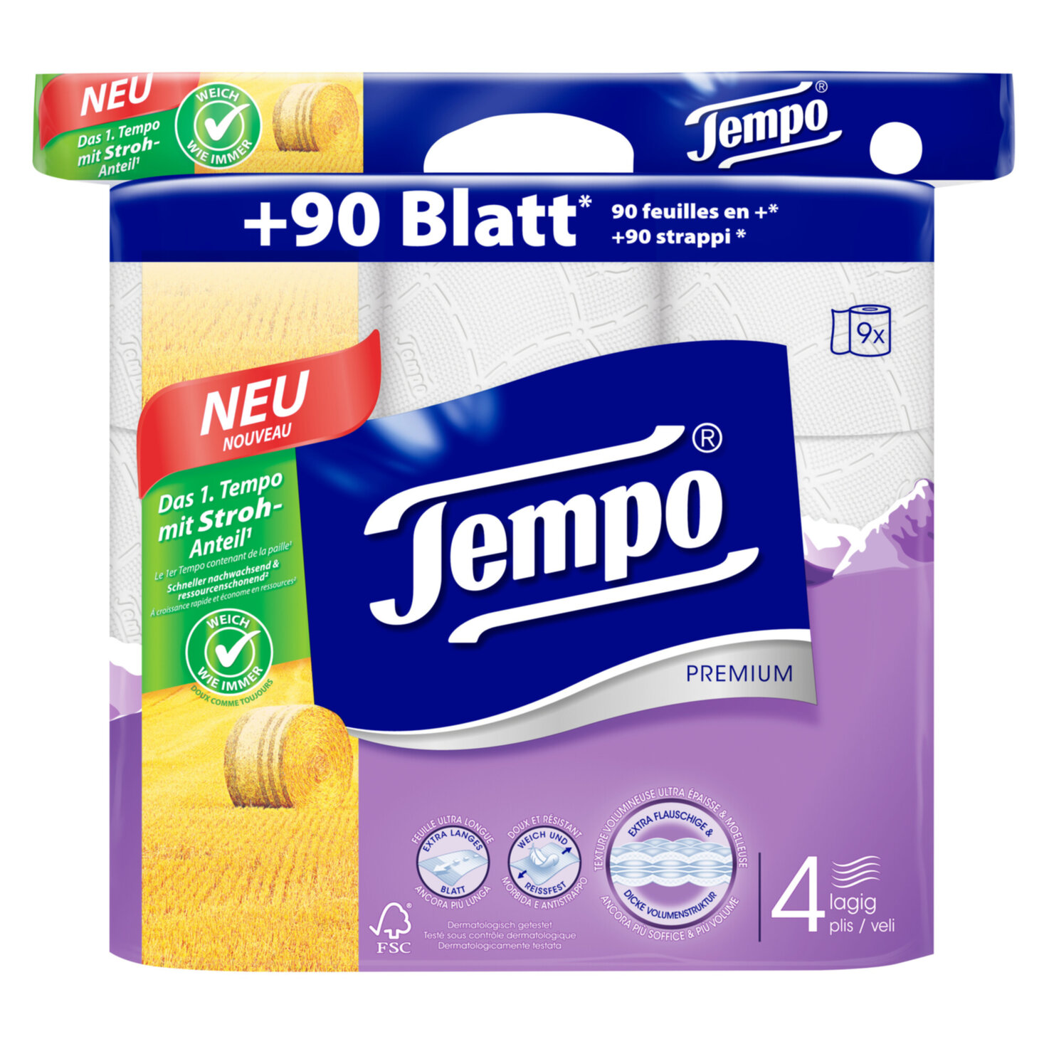 Tempo Toilettenpapier Premium 4-lagig 9x120 Blatt