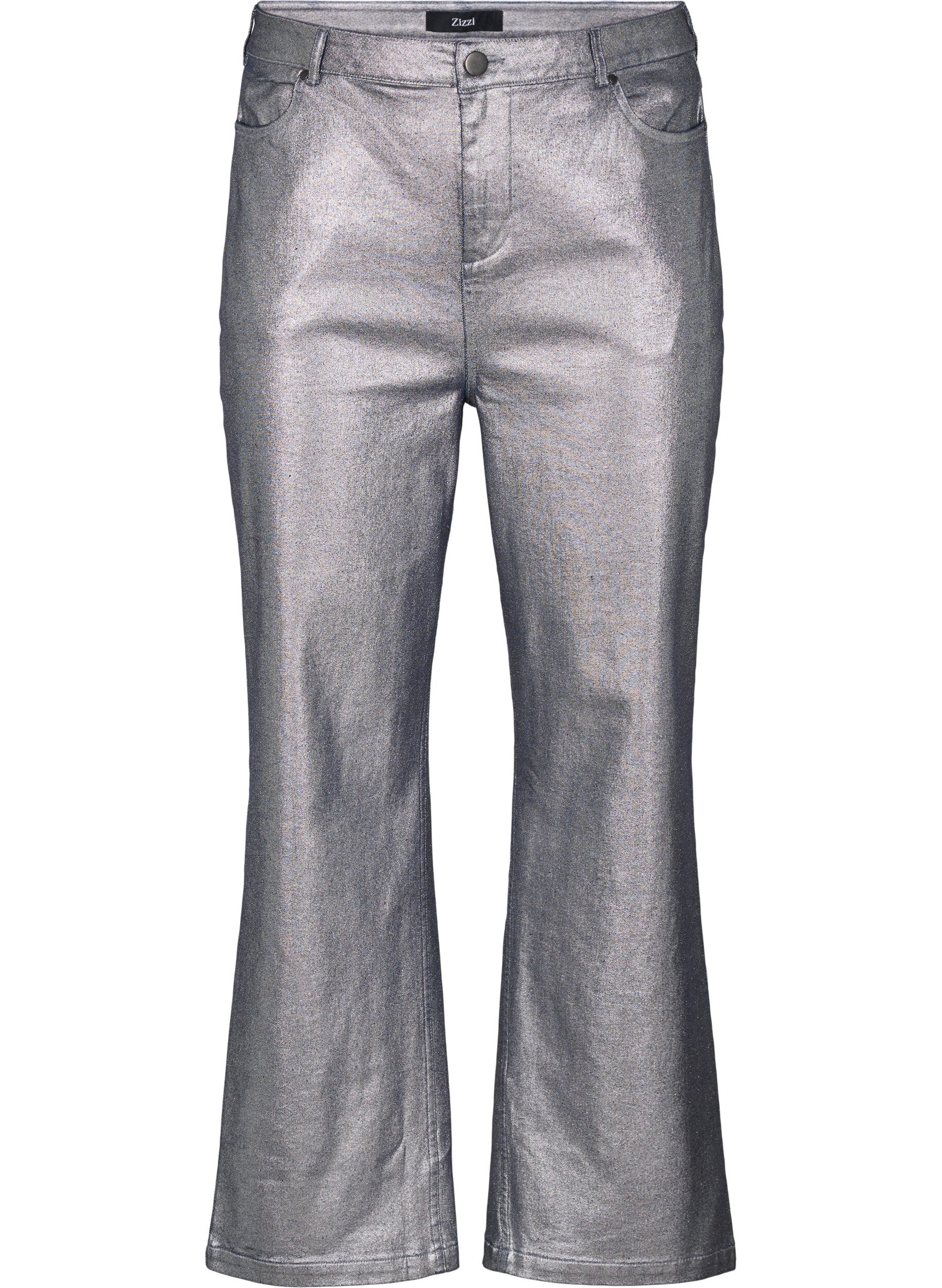 Sølv coatede jeans med høj talje