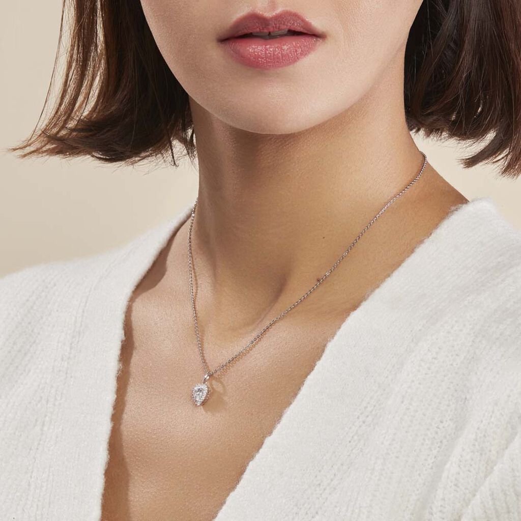 Collier Calvi Argent Blanc Oxyde De Zirconium
