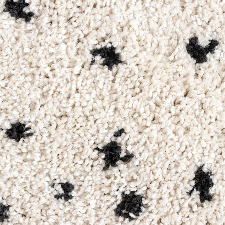 Hoogpolig vloerkleed - Grand Dots Creme/Zwart | Sfeer