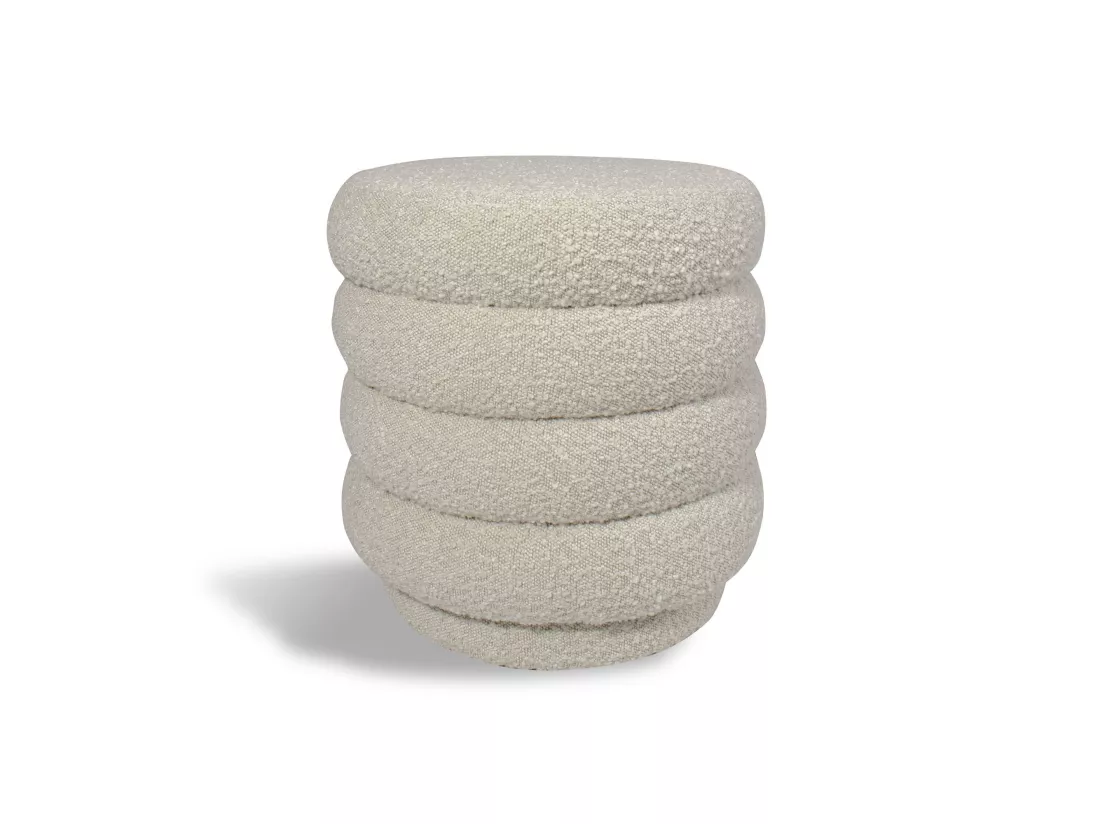 Now's Home - Pouf En Tissu En Bouclette Beige 44.5x44.5x45cm Linus