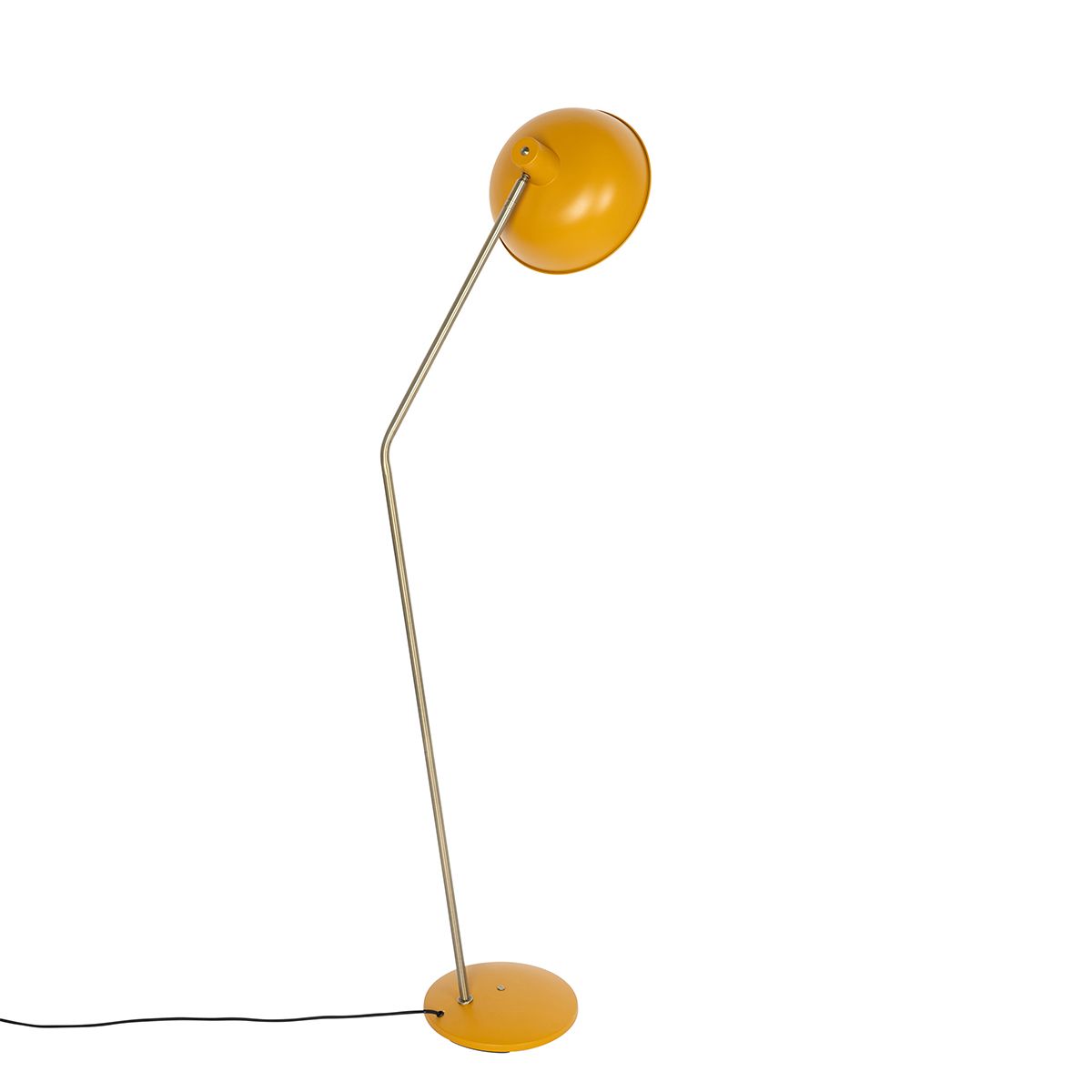 Retro vloerlamp geel met brons - Milou