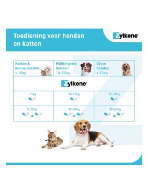 Zylkene Capsule 225 Mg - Anti stressmiddel - 225 g 30 caps Voor Middelgrote Honden (10-30 Kg)